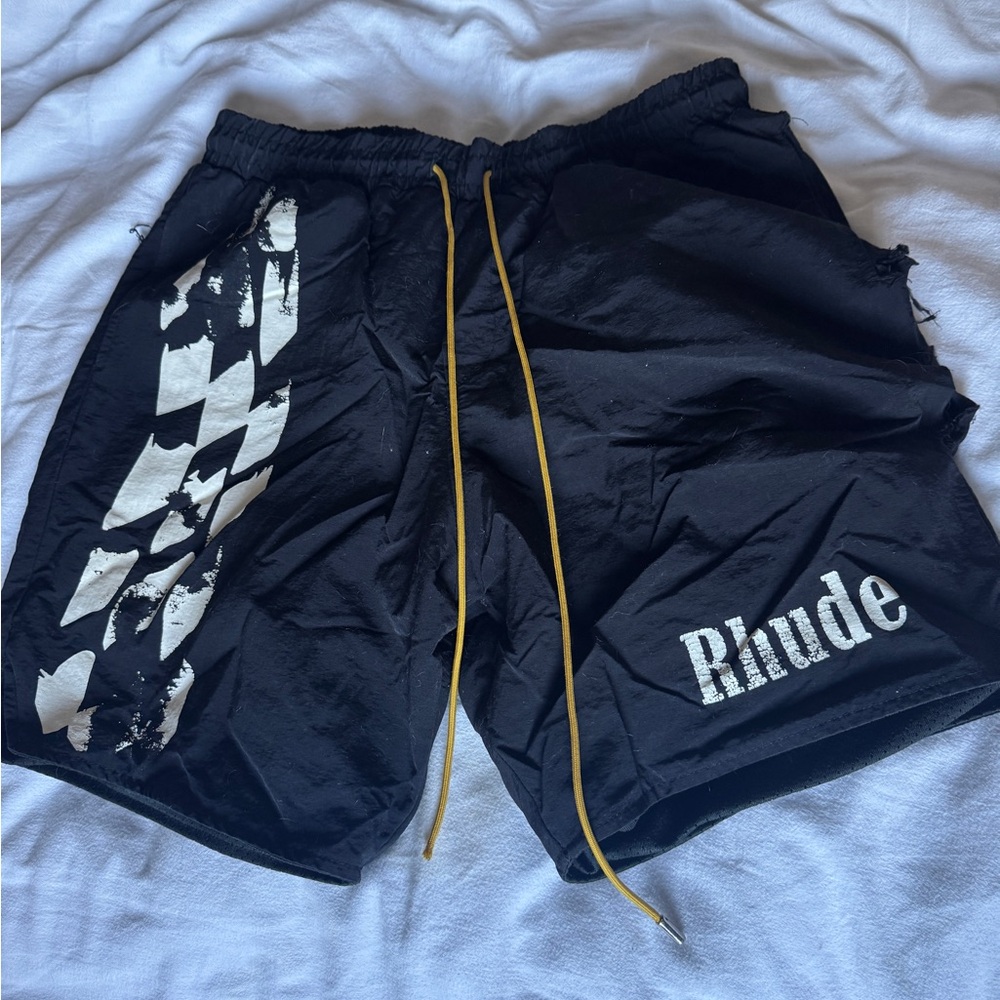 Rhude Black and White Athletic Shorts